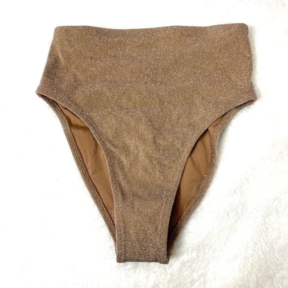 Skims Glitter Swim Mis Waist Bikini Bottoms Sienna Size XXS